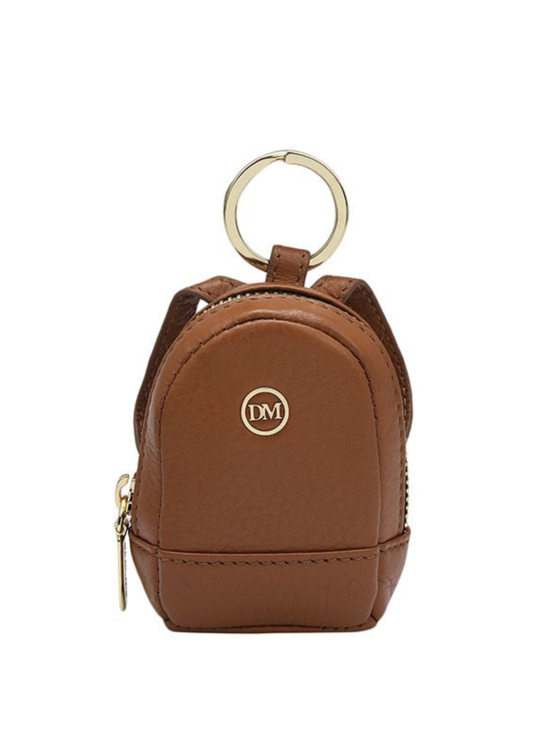 

Da Milano Textured Metal Key Chain, Brown