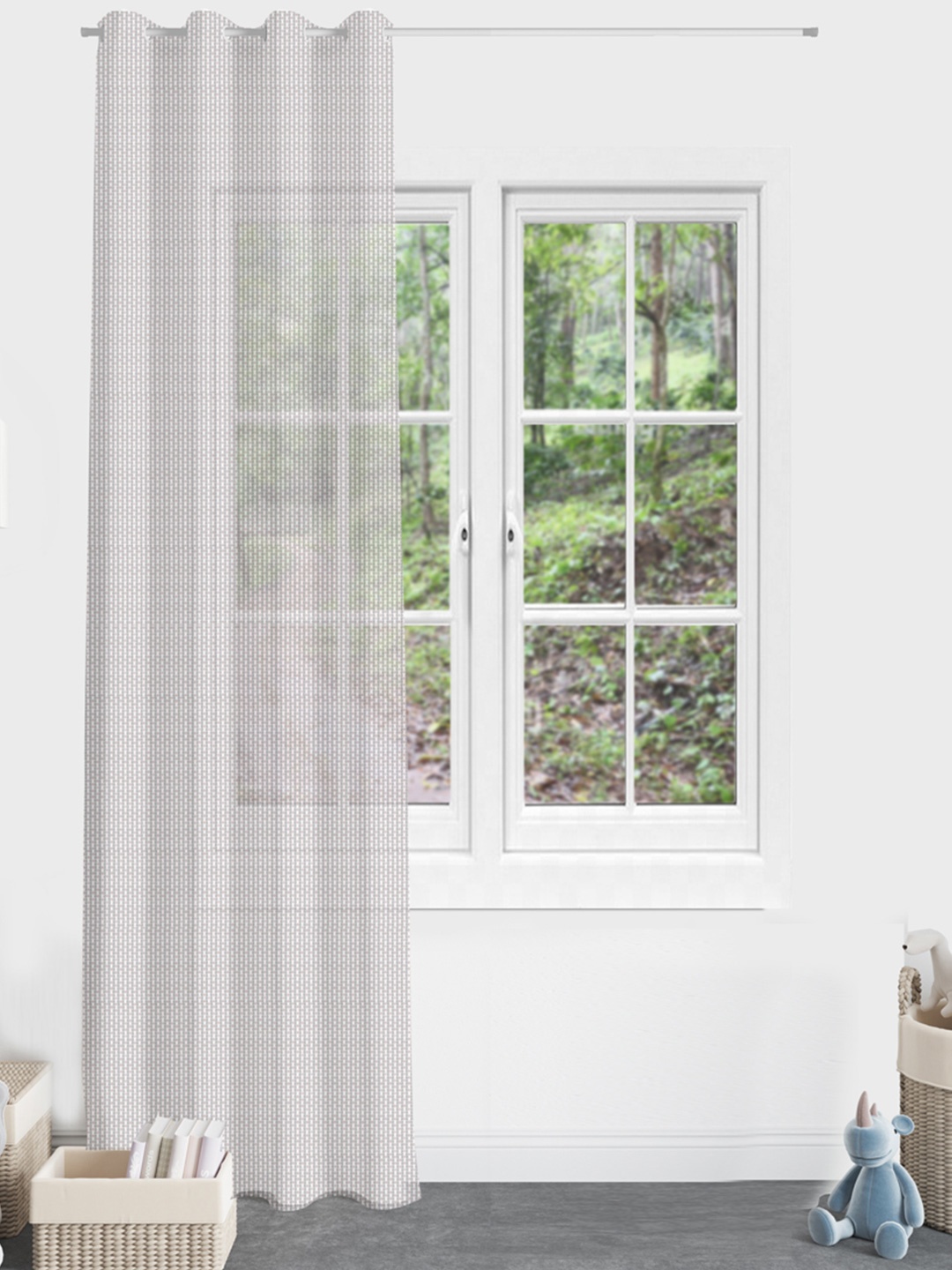 

Divine Casa Melody Sheer Off White & Grey Striped Door Curtain