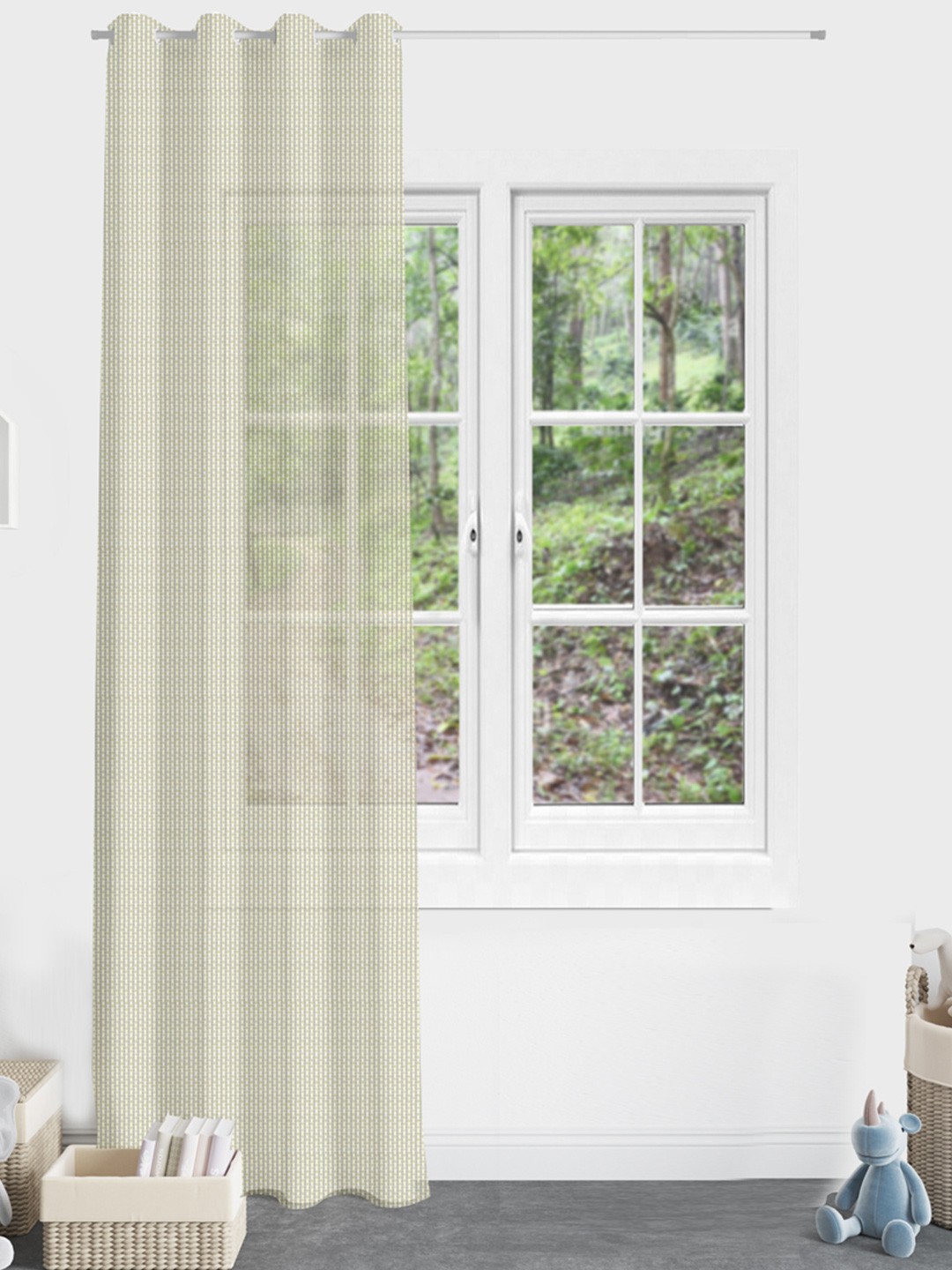 

Divine Casa Melody Sheer Beige Striped Out Door Curtain