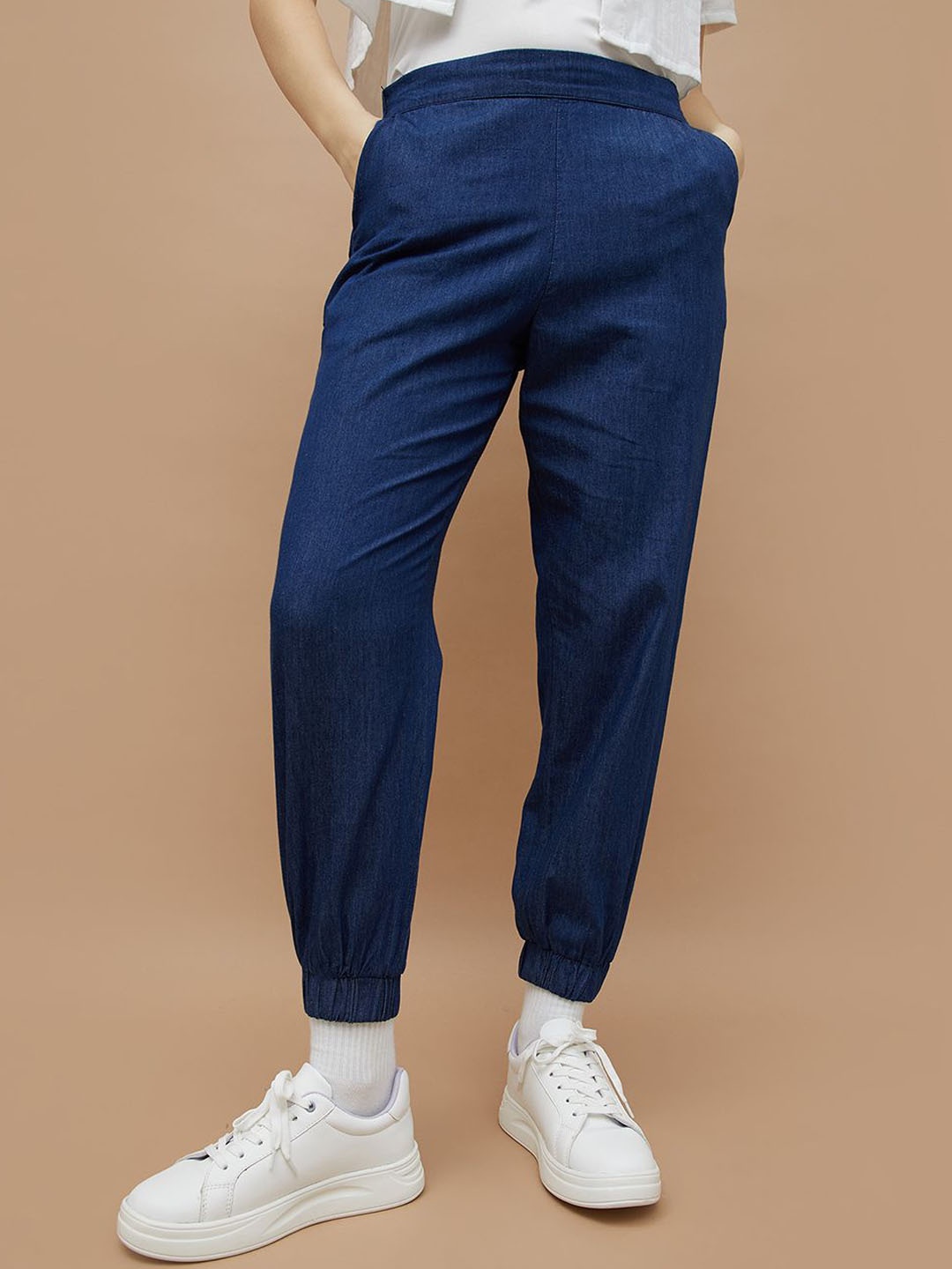 

Colour Me by Melange Women Regular Fit Trousers, Navy blue