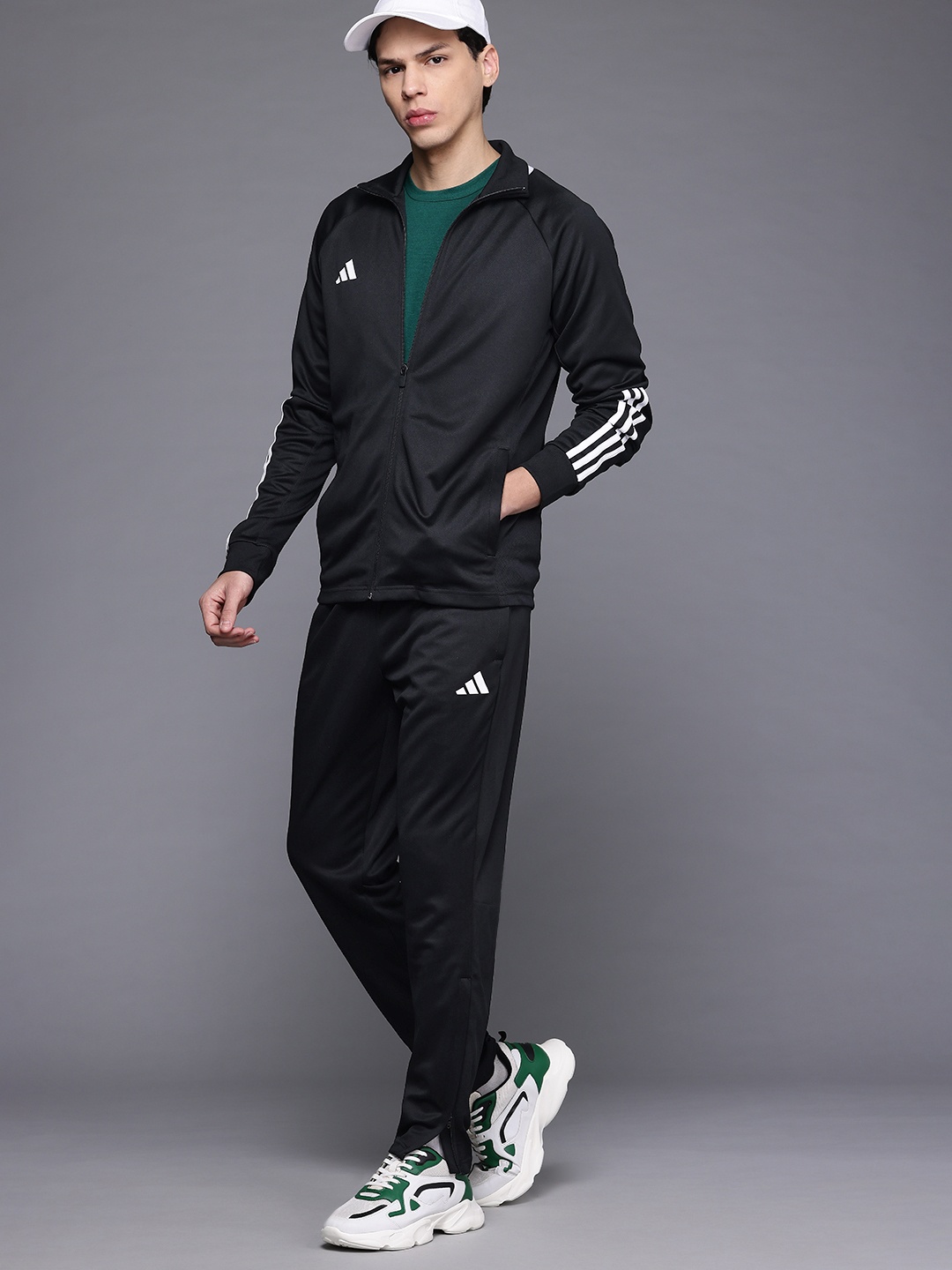 

ADIDAS Men 3-Stripe Logo Detail Tracksuit, Black