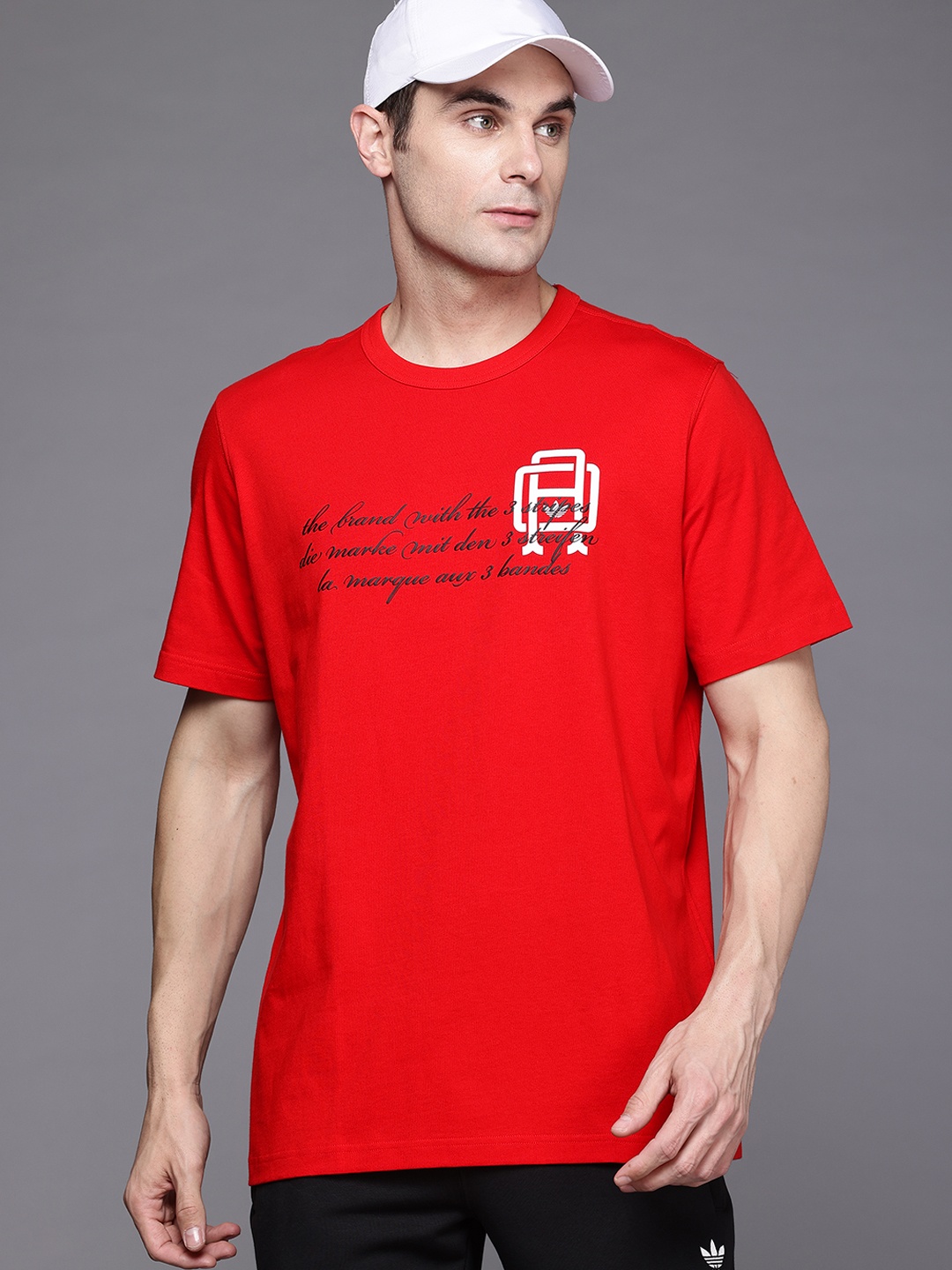 

ADIDAS Originals Men Printed Varsity Pure Cotton T-shirt, Red