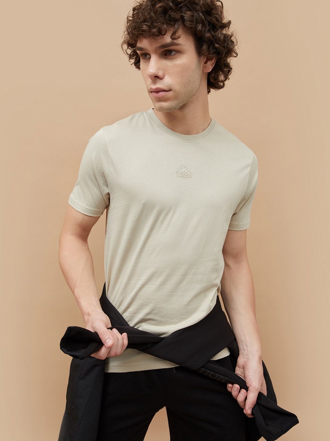 

Kappa Men Graphic Printed Round Neck Cotton T-shirt, Beige