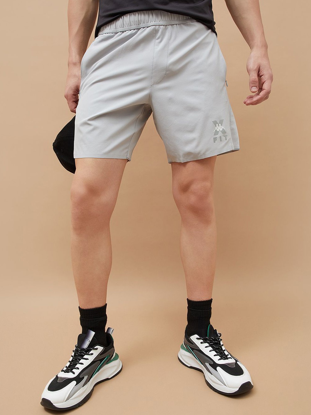 

Kappa Men Mid-Rise Sports Shorts, Grey