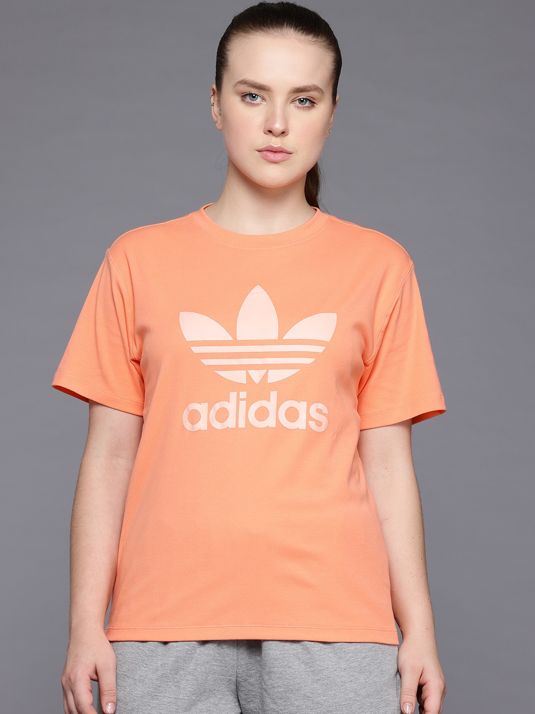 

ADIDAS Originals Brand Logo Print TREFOIL T-shirt, Coral