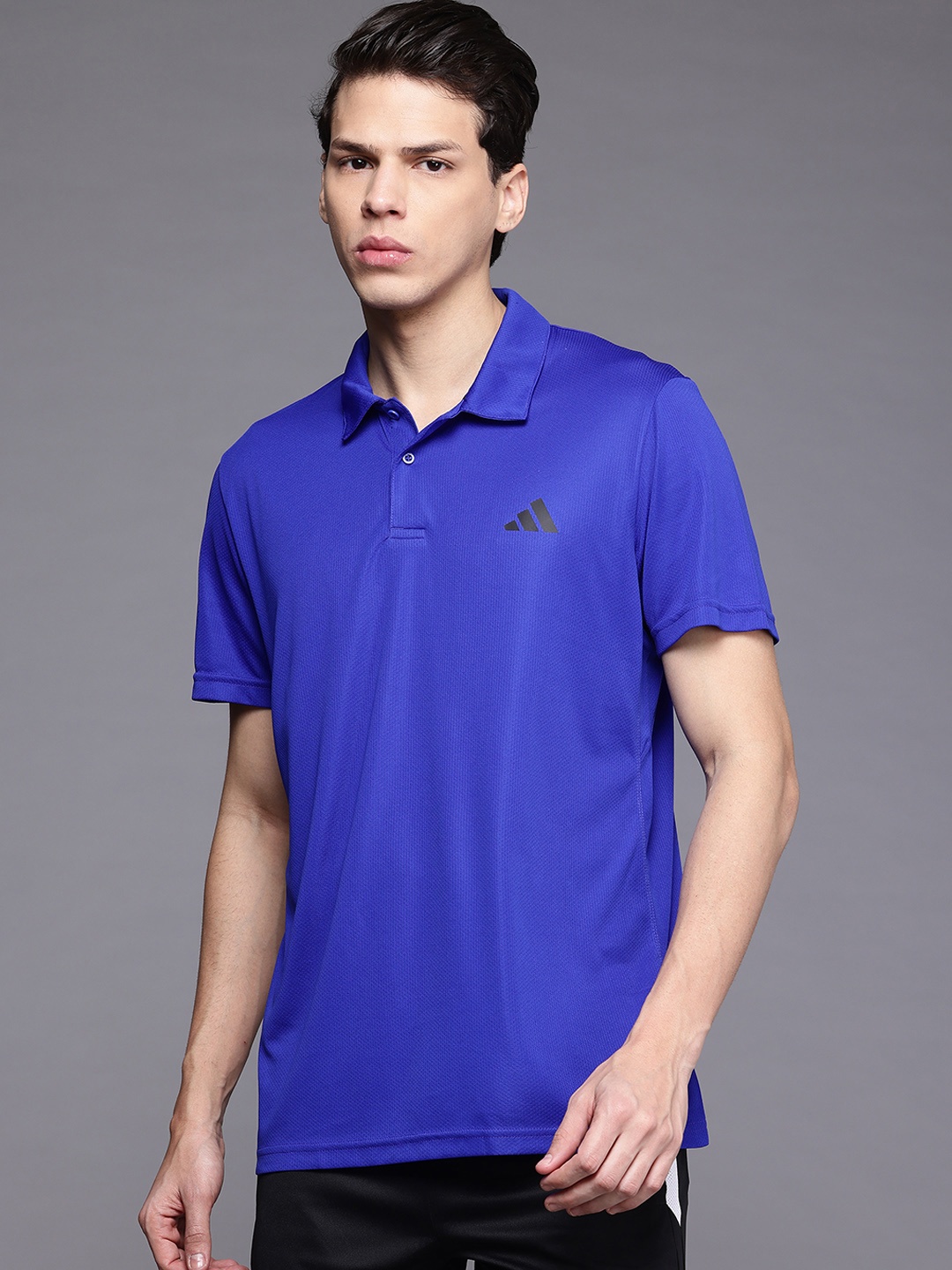 

ADIDAS Brand Logo Print Detail Polo Collar Aeroready TR-ES BASE Training T-shirt, Blue