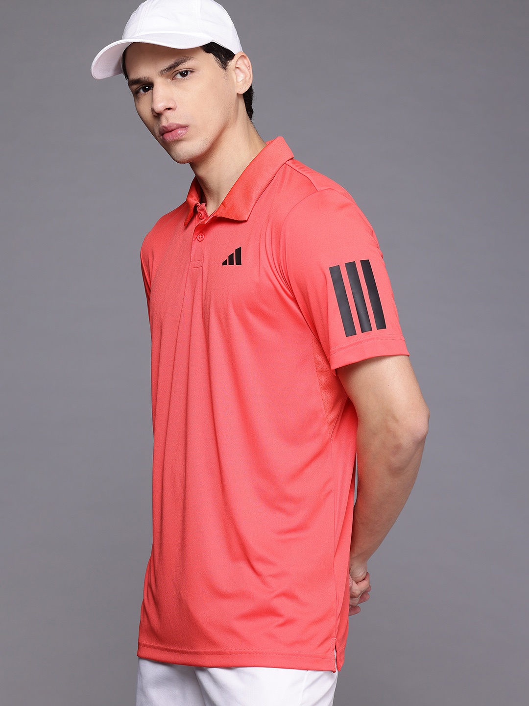 

ADIDAS Brand Logo Print Detail Polo Collar CLUB 3STR Tennis T-shirt, Red