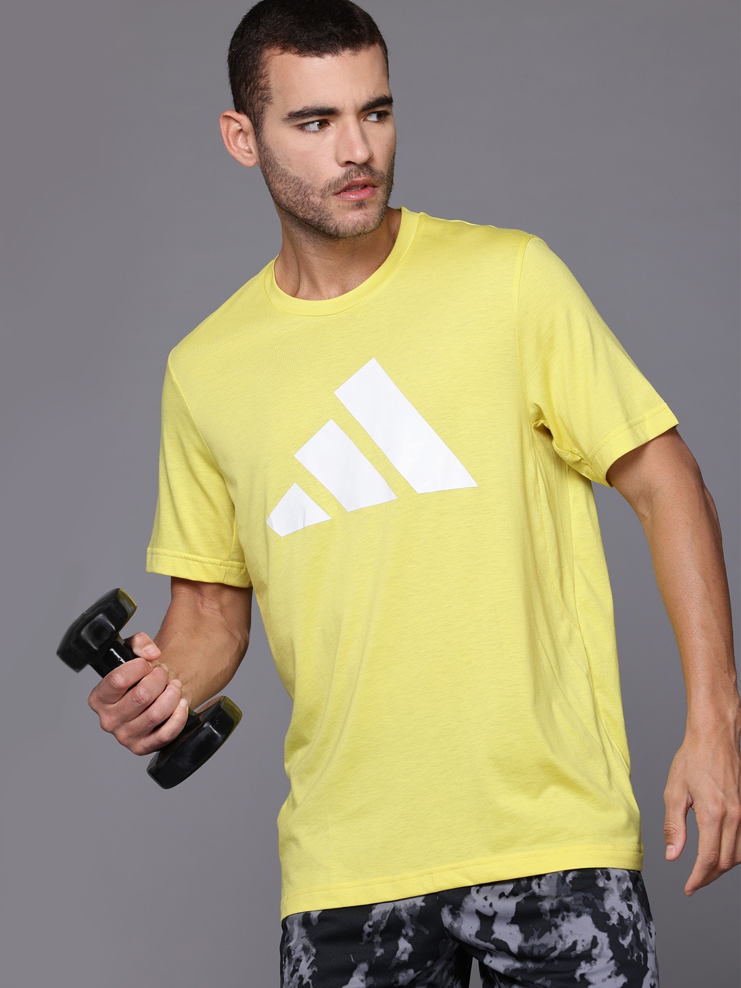 

ADIDAS Brand Logo Printed Training Essentials T-shirt, Yellow