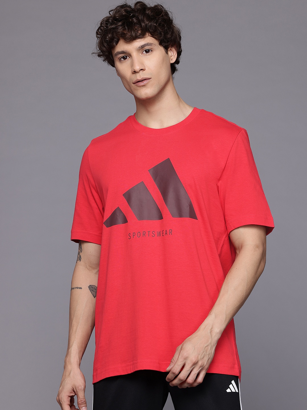 

ADIDAS Brand Logo Printed T-shirt, Red