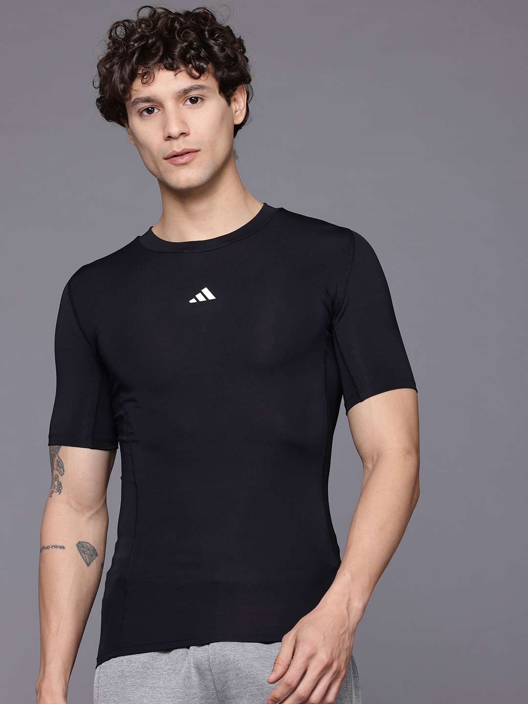 

ADIDAS Print Detail Tech Fit T-shirt, Black