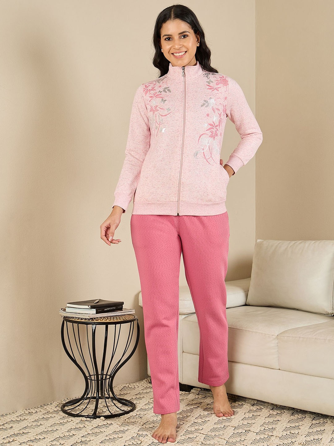 

July Printed High Neck T-Shirt With Pyjama, Pink