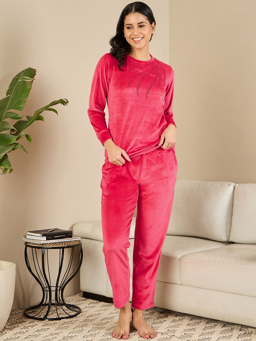 

July Round Neck T-Shirt With Pyjama, Pink