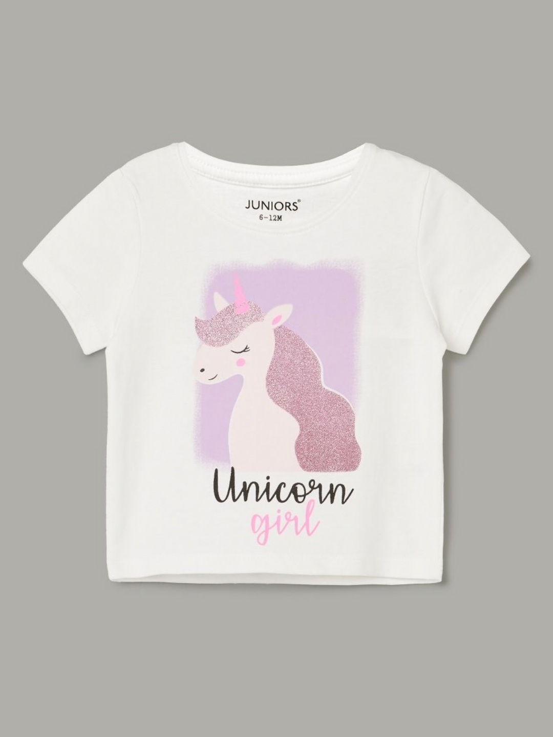 

Juniors by Lifestyle Girls Graphic Printed Round Neck Cotton T-shirt, White