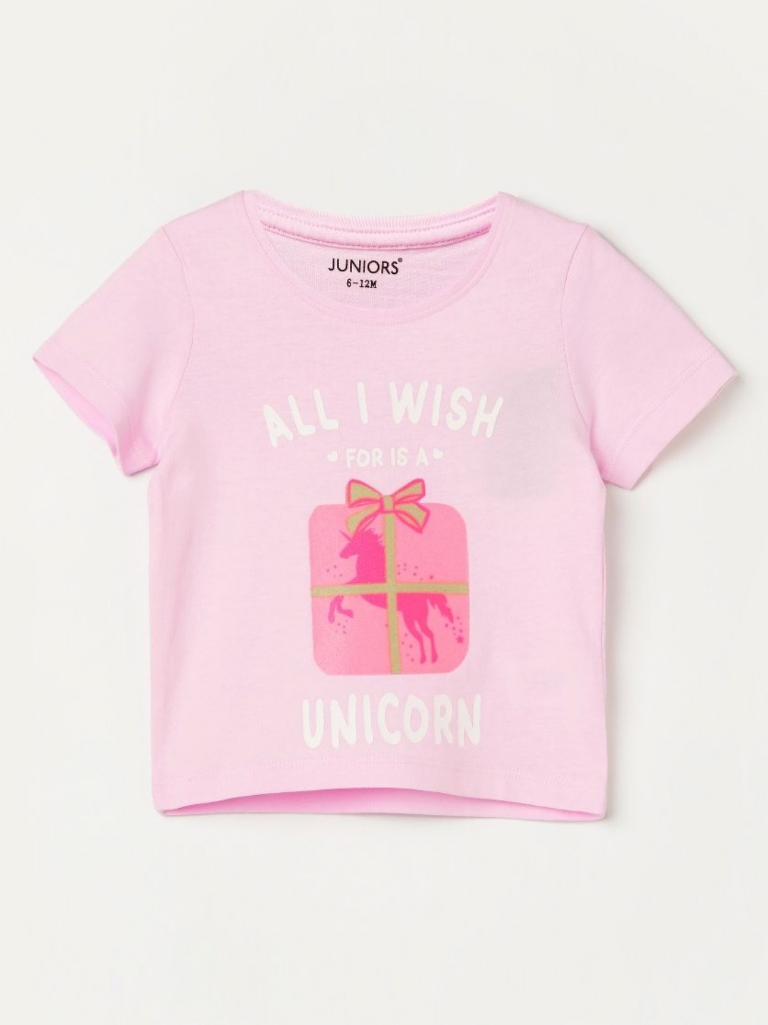 

Juniors by Lifestyle Girls Typography Printed Round Neck Cotton T-shirt, Pink