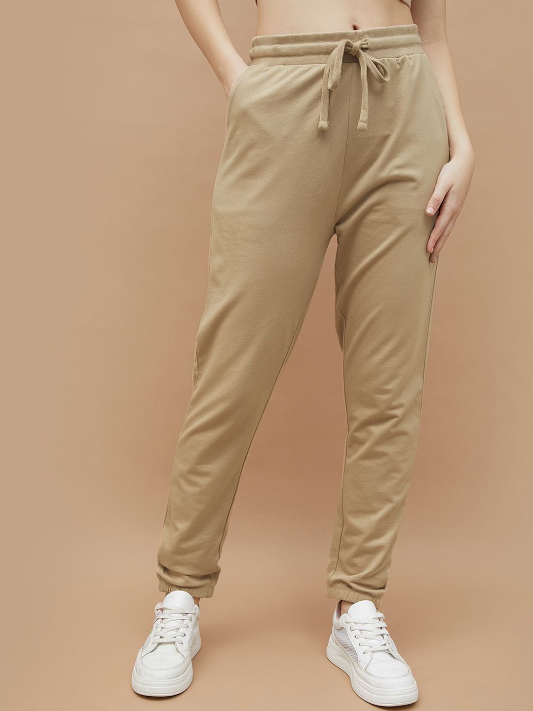 

Fame Forever by Lifestyle Women Pure Cotton Regular Fit Joggers Trousers, Beige