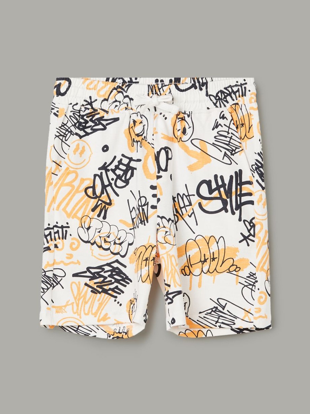 Fame Forever by Lifestyle Boys Mid-Rise Cotton Printed Shorts, White
