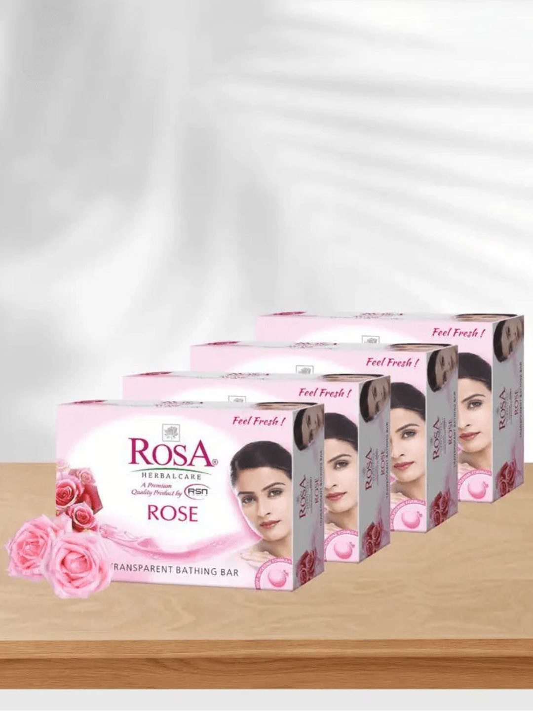 

ROSA Set of 4 Rose Transparent Gel Nourishing Soap with Glycerin - 100 g each, Pink
