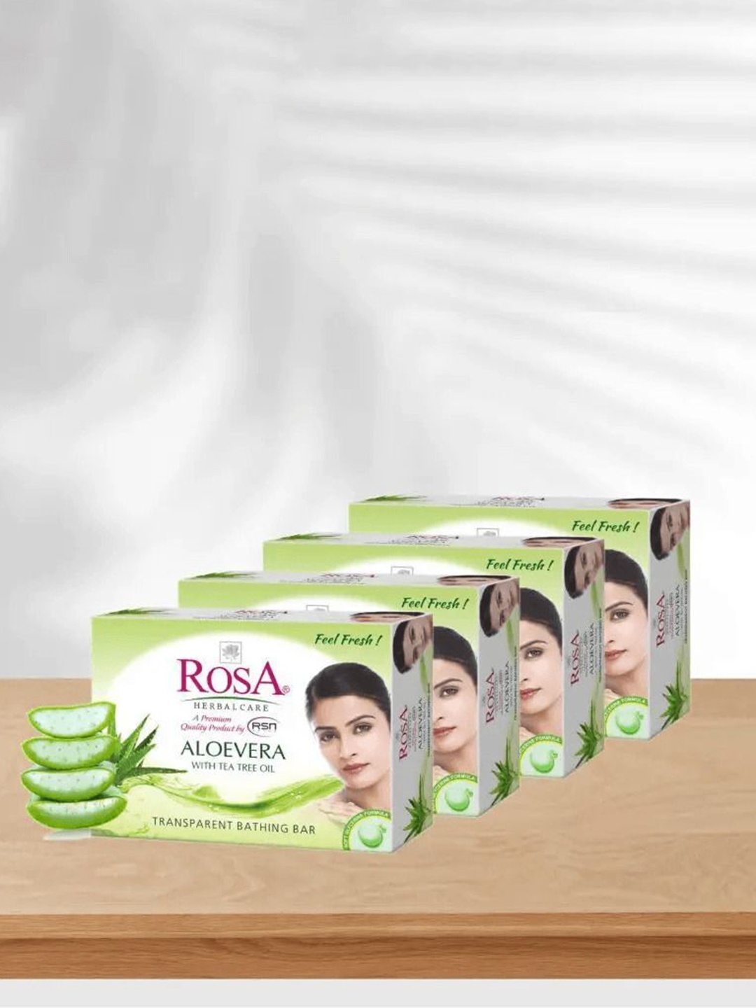 

ROSA Set of 4 Aloevera Transparent Gel Nourishing Soap with Tea Tree Oil - 100 g each, Sea green