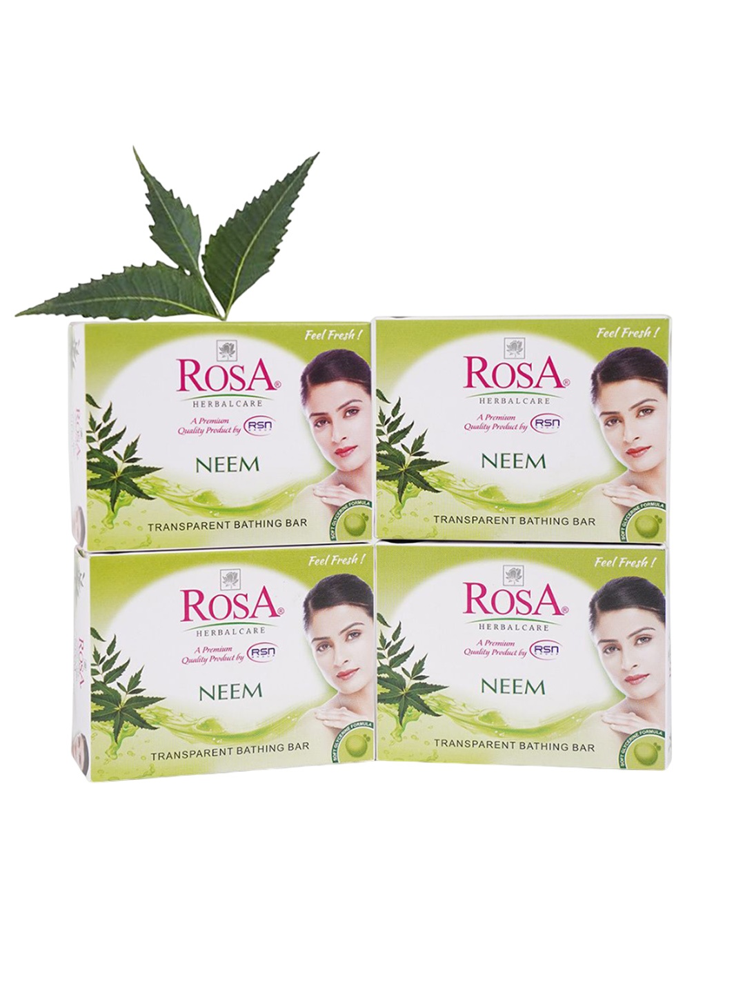 

ROSA Set Of 4 Neem Bathing Bar Soap - 100g Each, Sea green