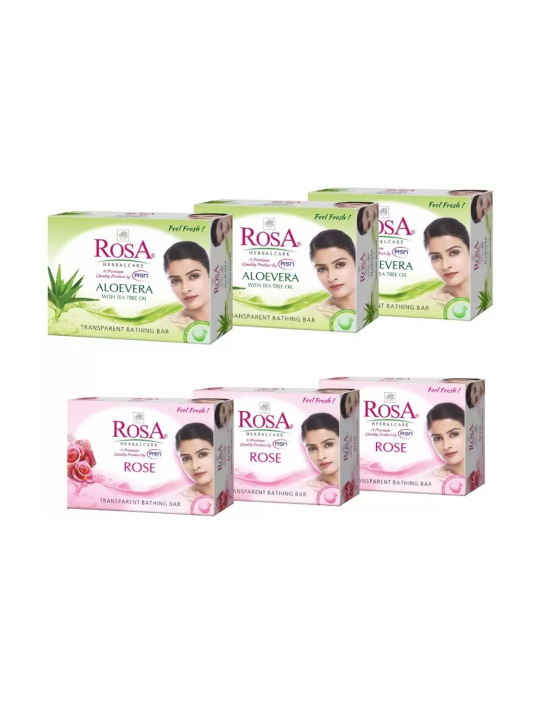 

ROSA Set Of 6 Rose & Aloevera Bathing Bar - 100g Each, Sea green