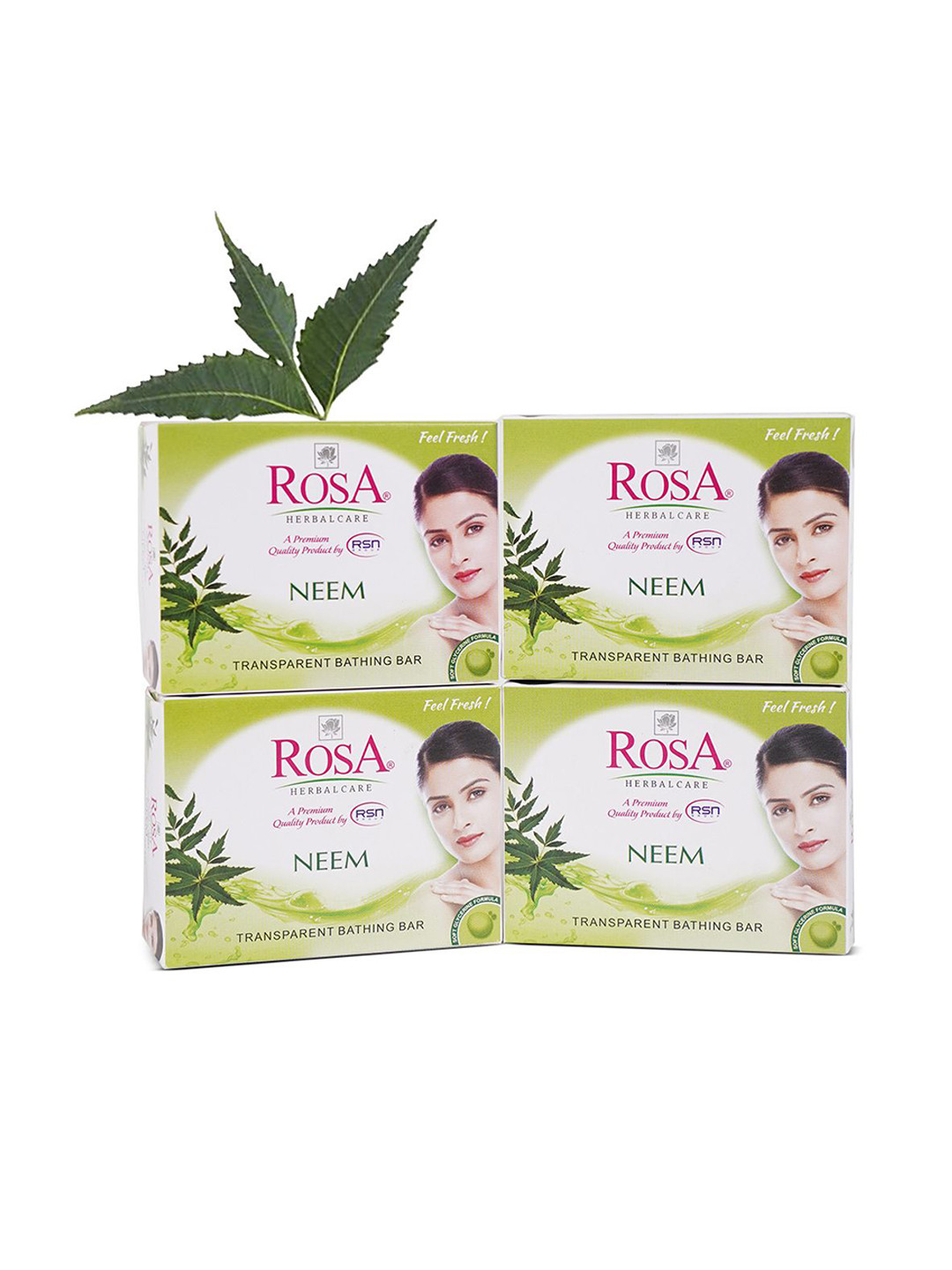 

ROSA Set of 4 Neem Transparent Gel Nourishing Soap with Glycerine - 100 g each, Sea green