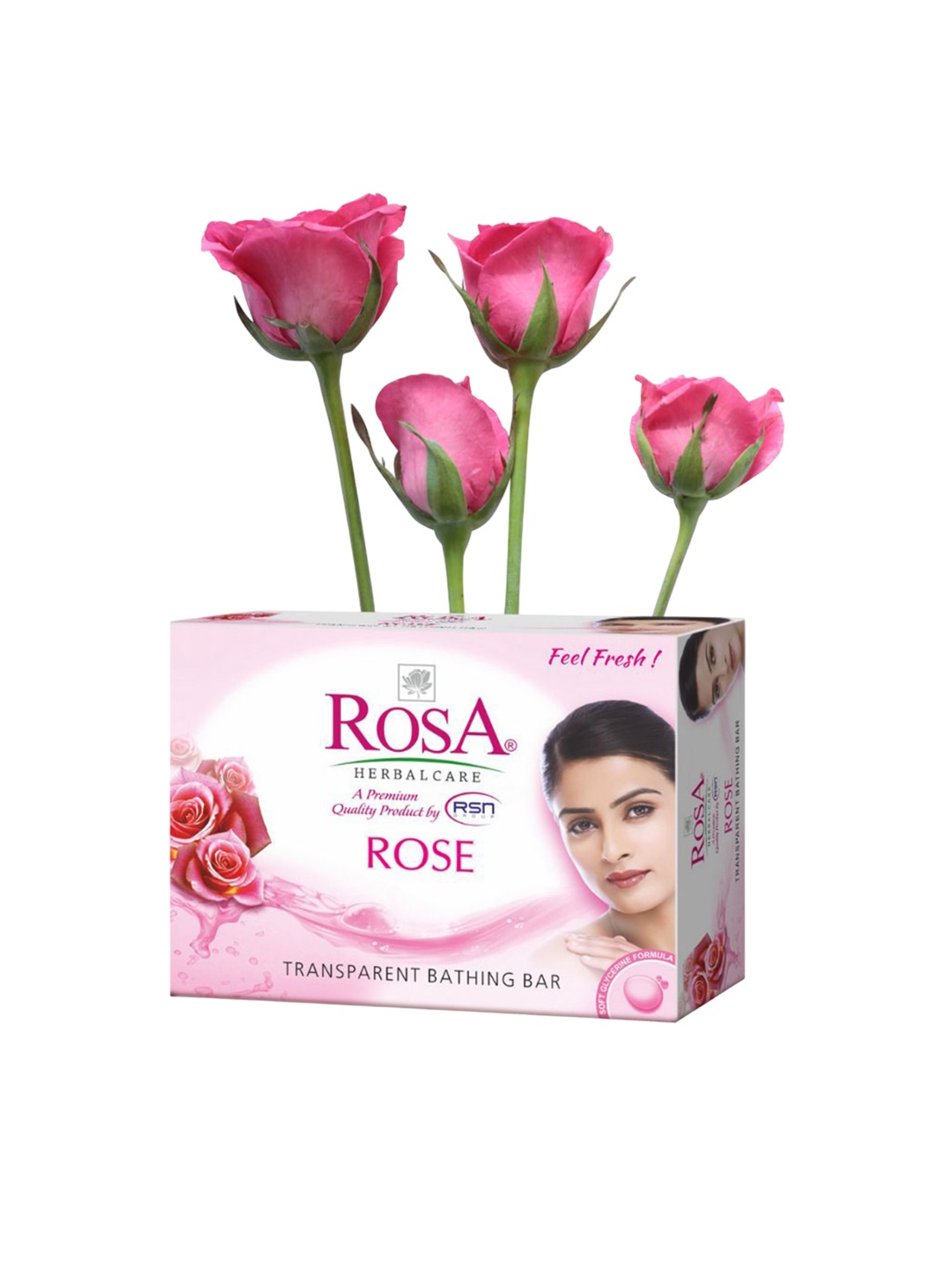 

ROSA Set of Transparent Gel Nourishing Soaps 100 g each - 3 Mint & 3 Rose, Pink
