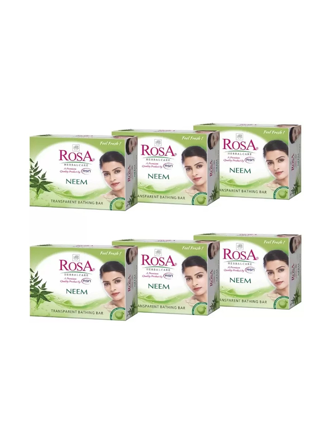 

ROSA Herbal Care Set Of 6 Transparent Neem Glycerin Gel Soap- 100 g Each