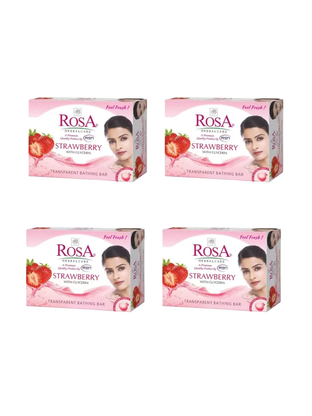 

ROSA Set Of 4 Strawberry Bathing Bar - 100g Each, Multi