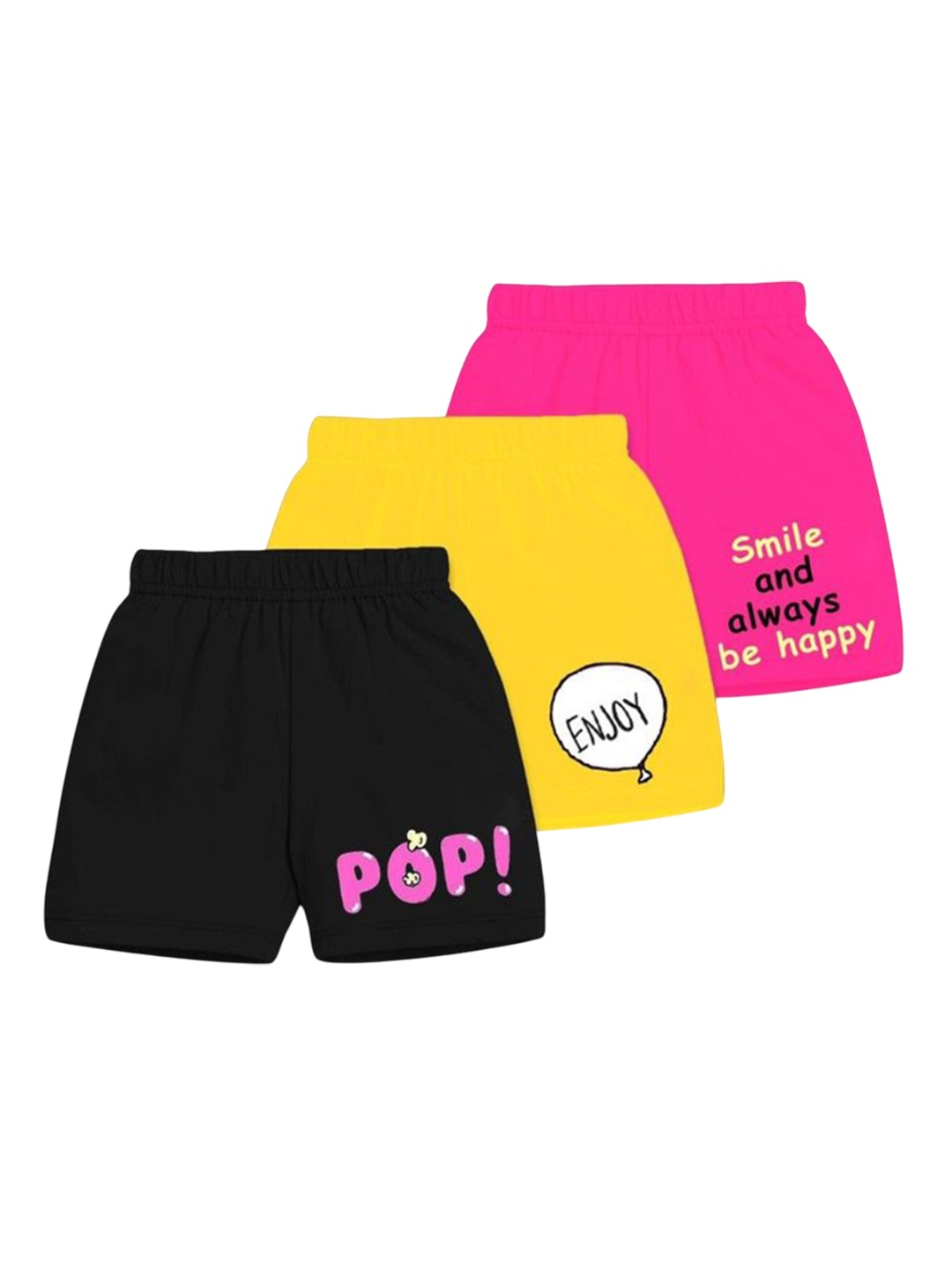 

BERRYJOY Girls Pack Of 3 Printed Sports Shorts, Black