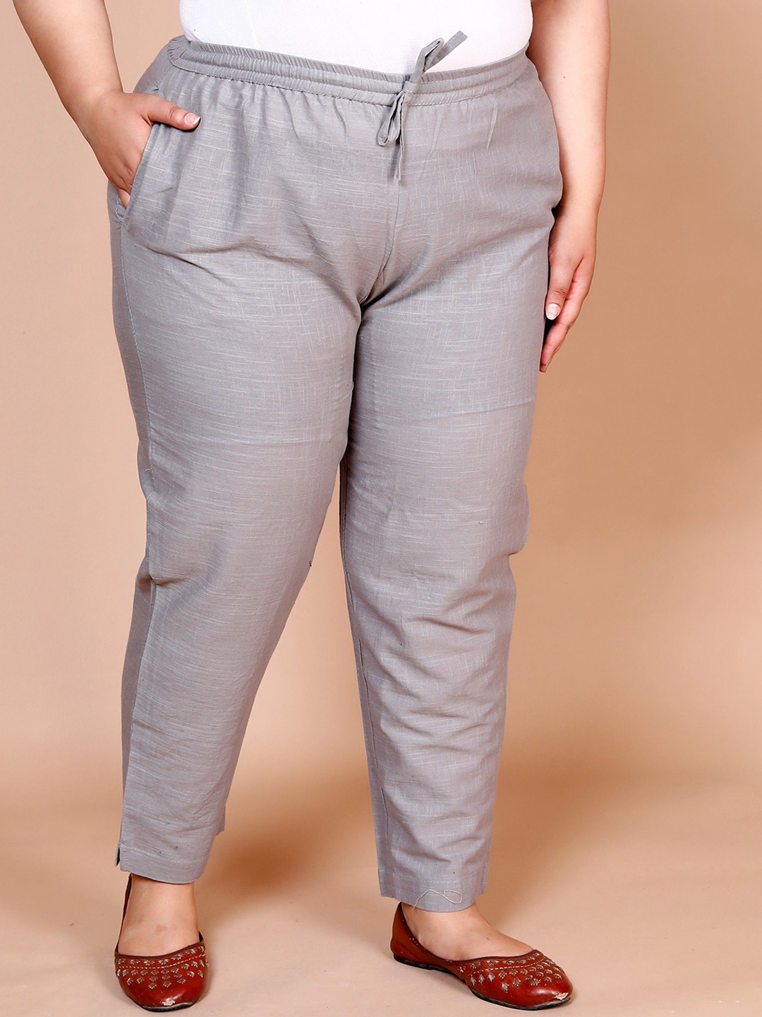 

Prin Fashion House Women Plus Size Relaxed Straight Leg Trousers, Grey