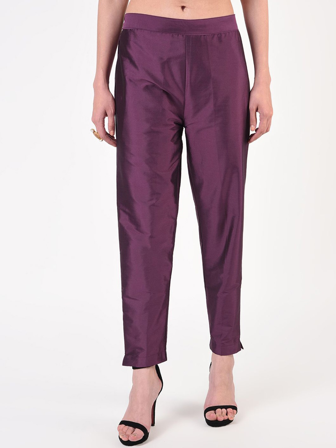 

FLOREOS Women Relaxed Fit Easy Wash Trousers, Violet