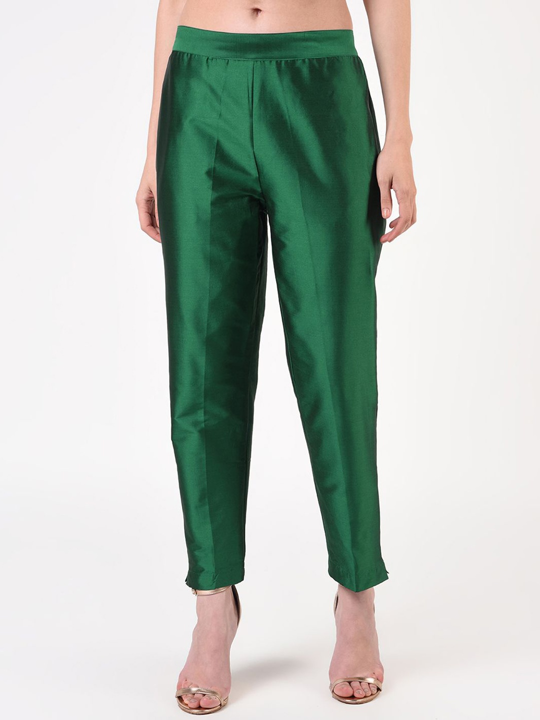 

FLOREOS Women Relaxed Regular Fit Easy Wash Trousers, Green