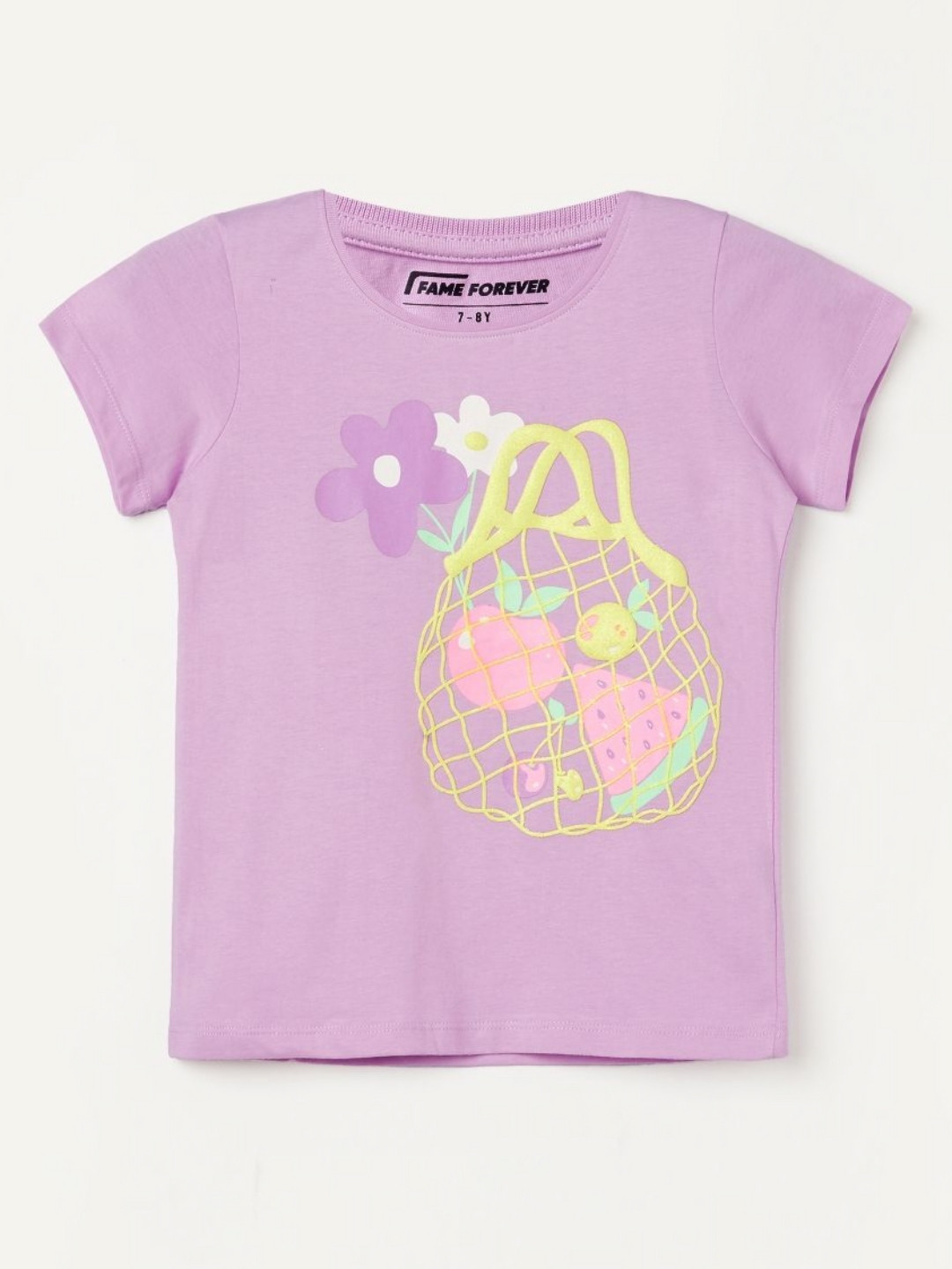 

Fame Forever by Lifestyle Girls Graphic Printed Round Neck Cotton T-shirt, Purple