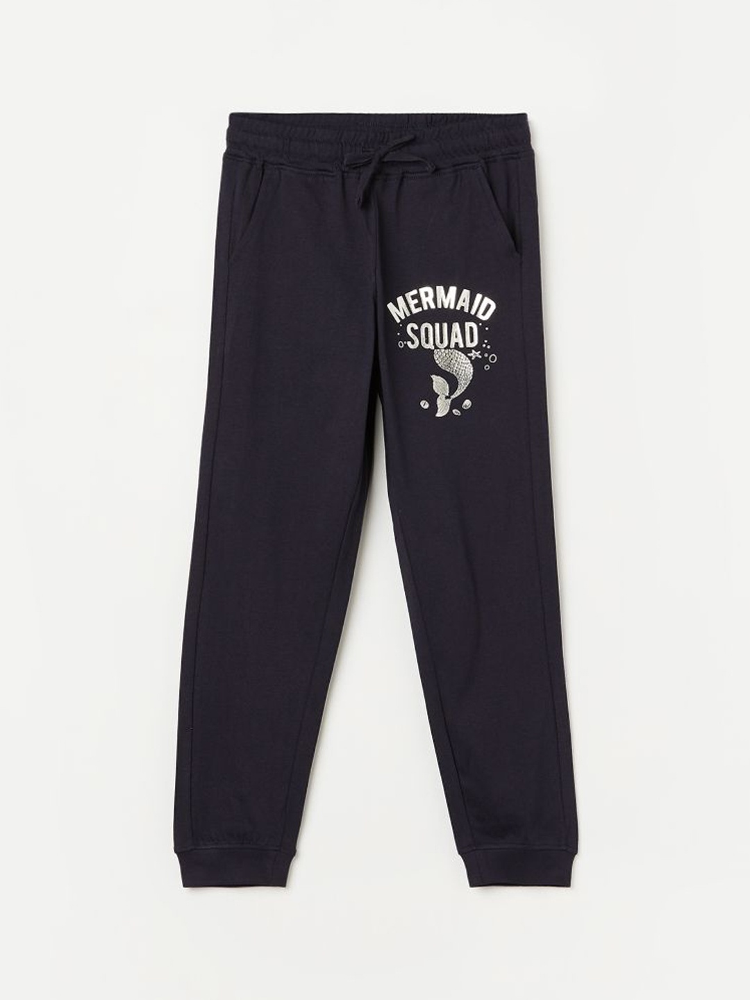 

Fame Forever by Lifestyle Girls Printed Pure Cotton Mid-Rise Joggers, Navy blue
