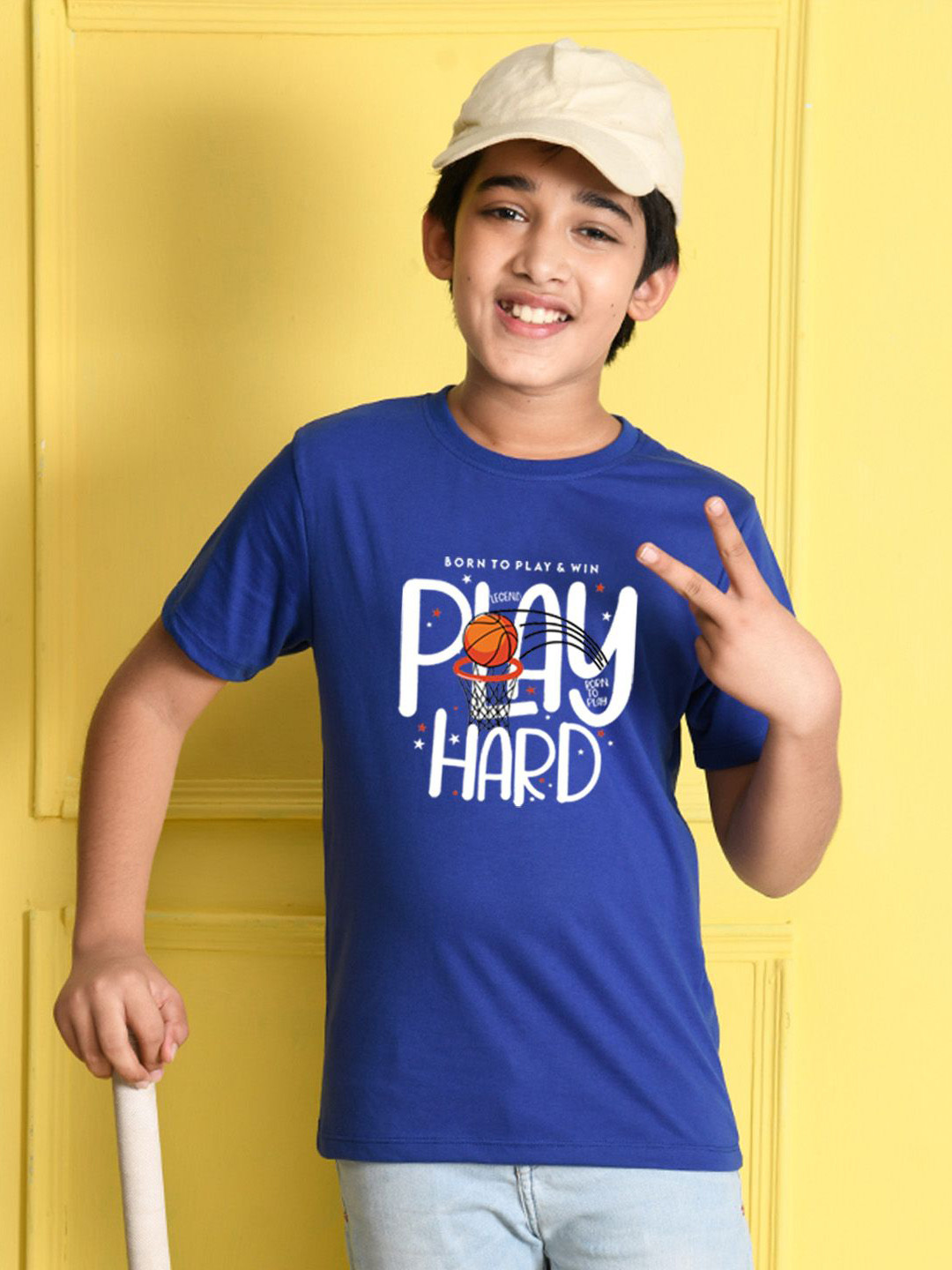 

NUSYL Boys Graphic Printed Round Neck Cotton T-shirt, Blue