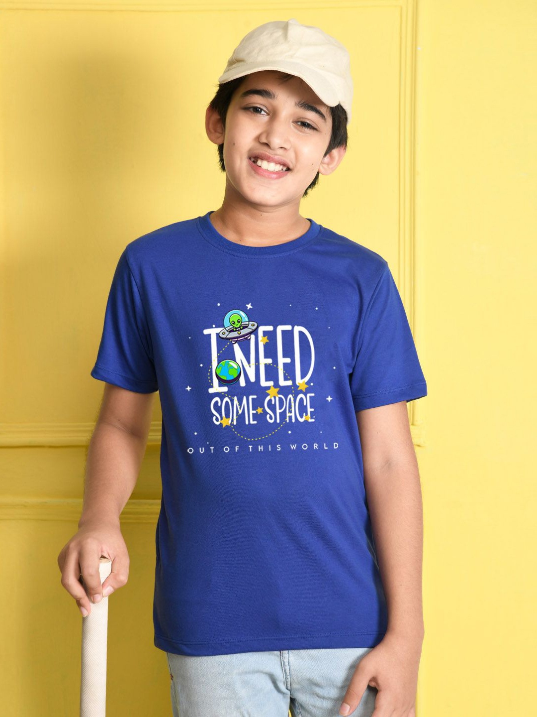 

NUSYL Boys Typography Printed Round Neck Cotton T-shirt, Blue