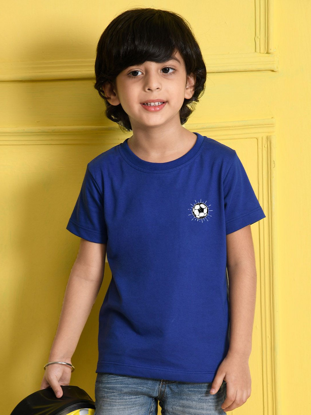 

NUSYL Boys Graphic Printed Round Neck Cotton T-shirt, Blue