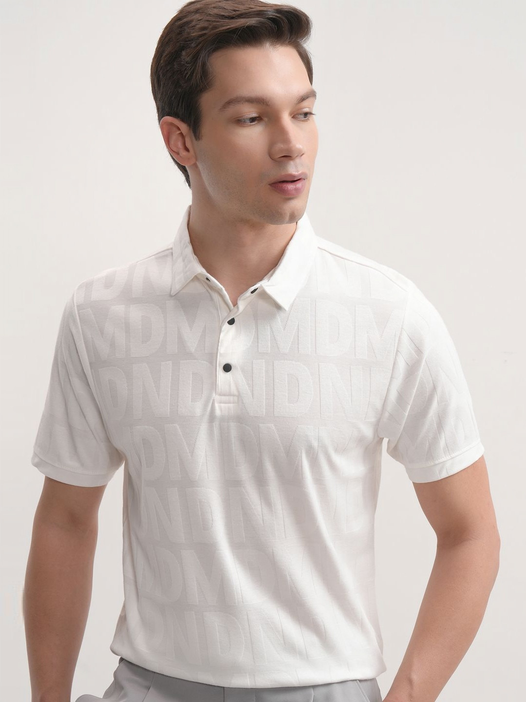 

HIGHLANDER Men Printed Polo Regular Fit Tshirt, White