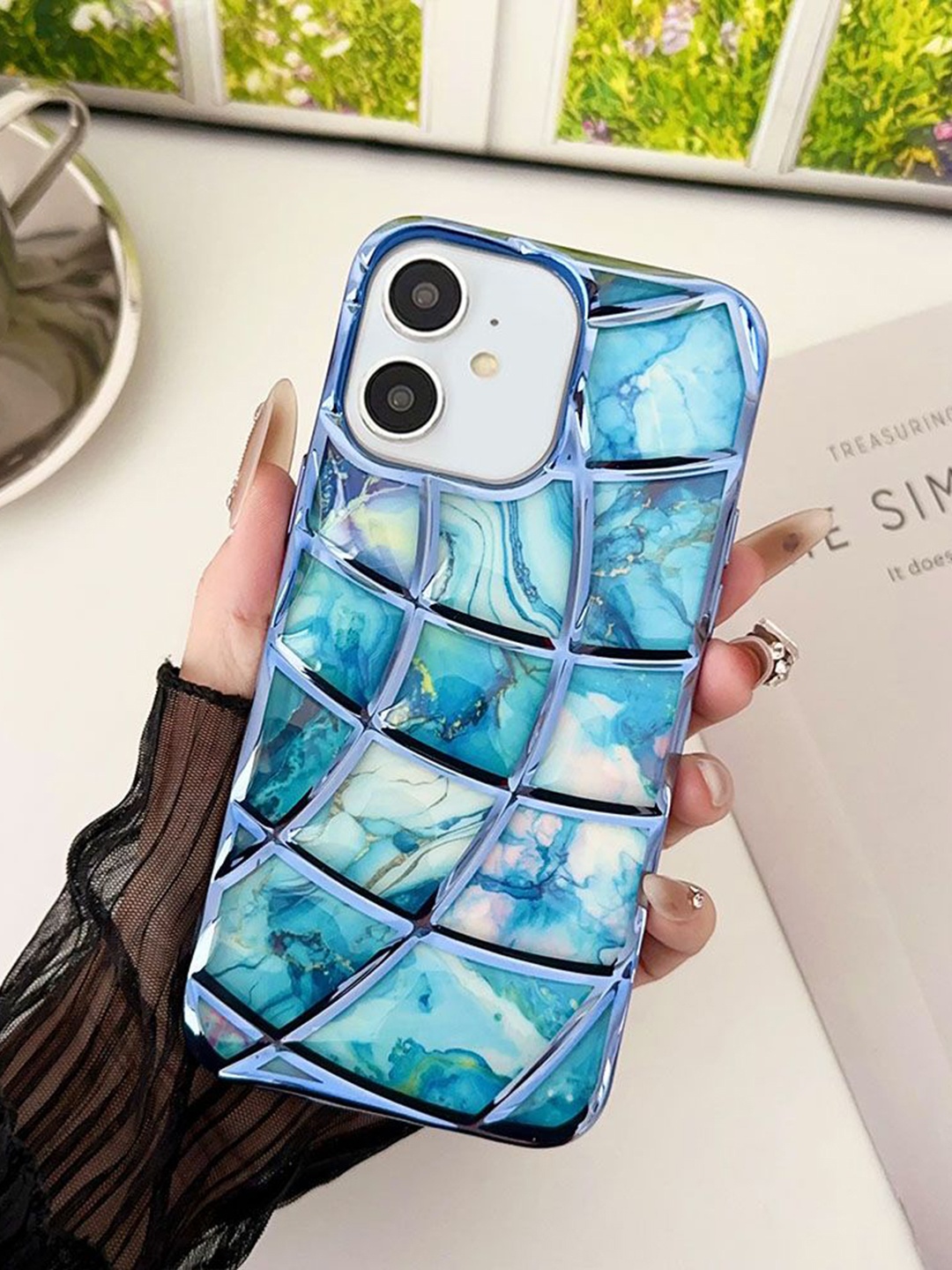 

Luxury Kase LK145 Electroplated Geometric iPhone 11 Back Case, Blue