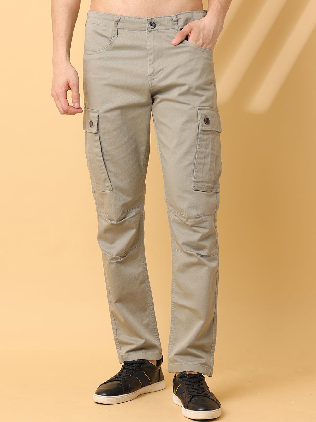 

RIGS AND RAGS Men Smart Cargos Mid-Rise Trousers, Sea green