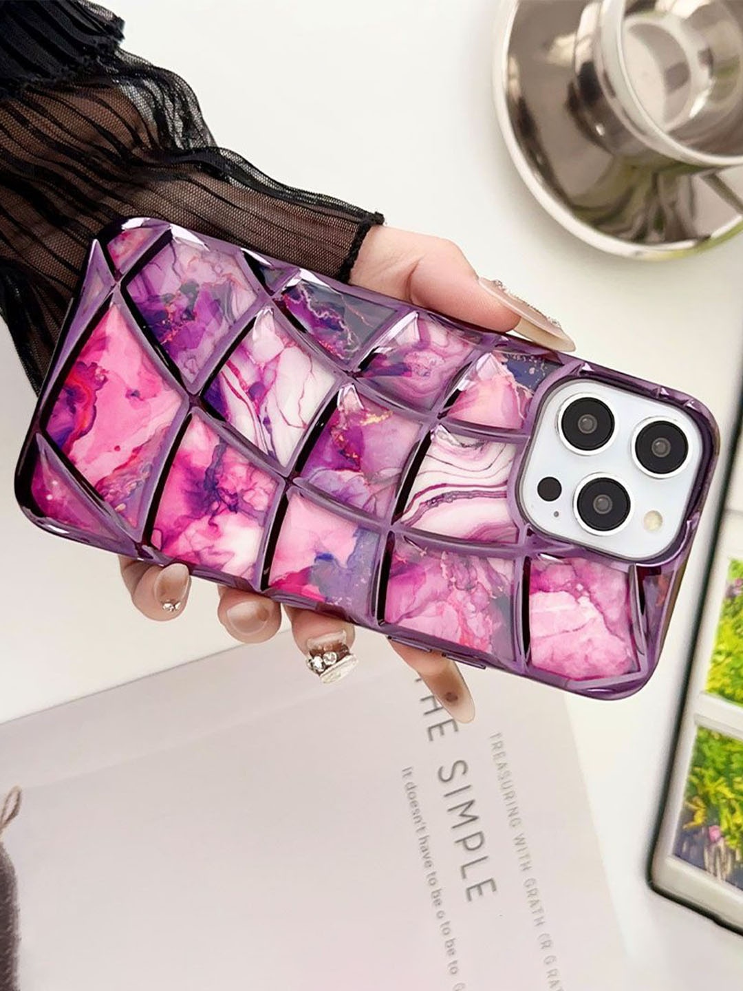 

Luxury Kase LK145 Electroplated iPhone 12 Pro Back Case, Purple