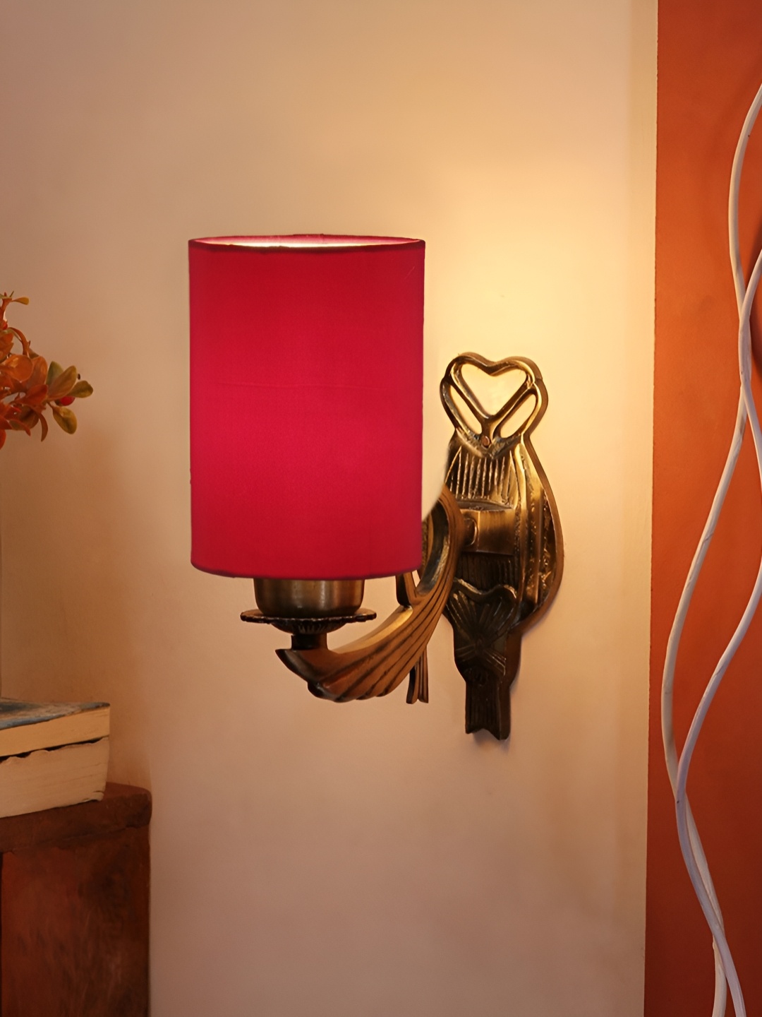 

Aura Red Metal Traditional Cylinder Shaped Wall Lamp