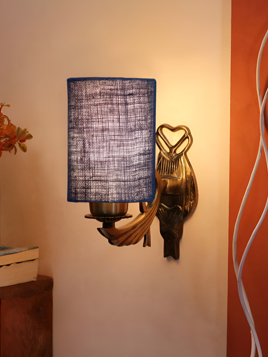 

Aura Blue & White Printed Metal Cylinder Shaped Wall Lamp