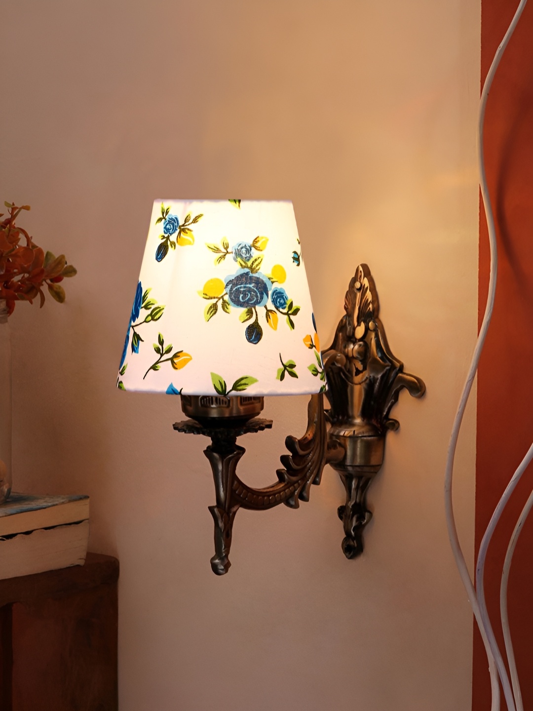 

Aura White & Blue Floral Printed Frustum Shaped Wall Lamp