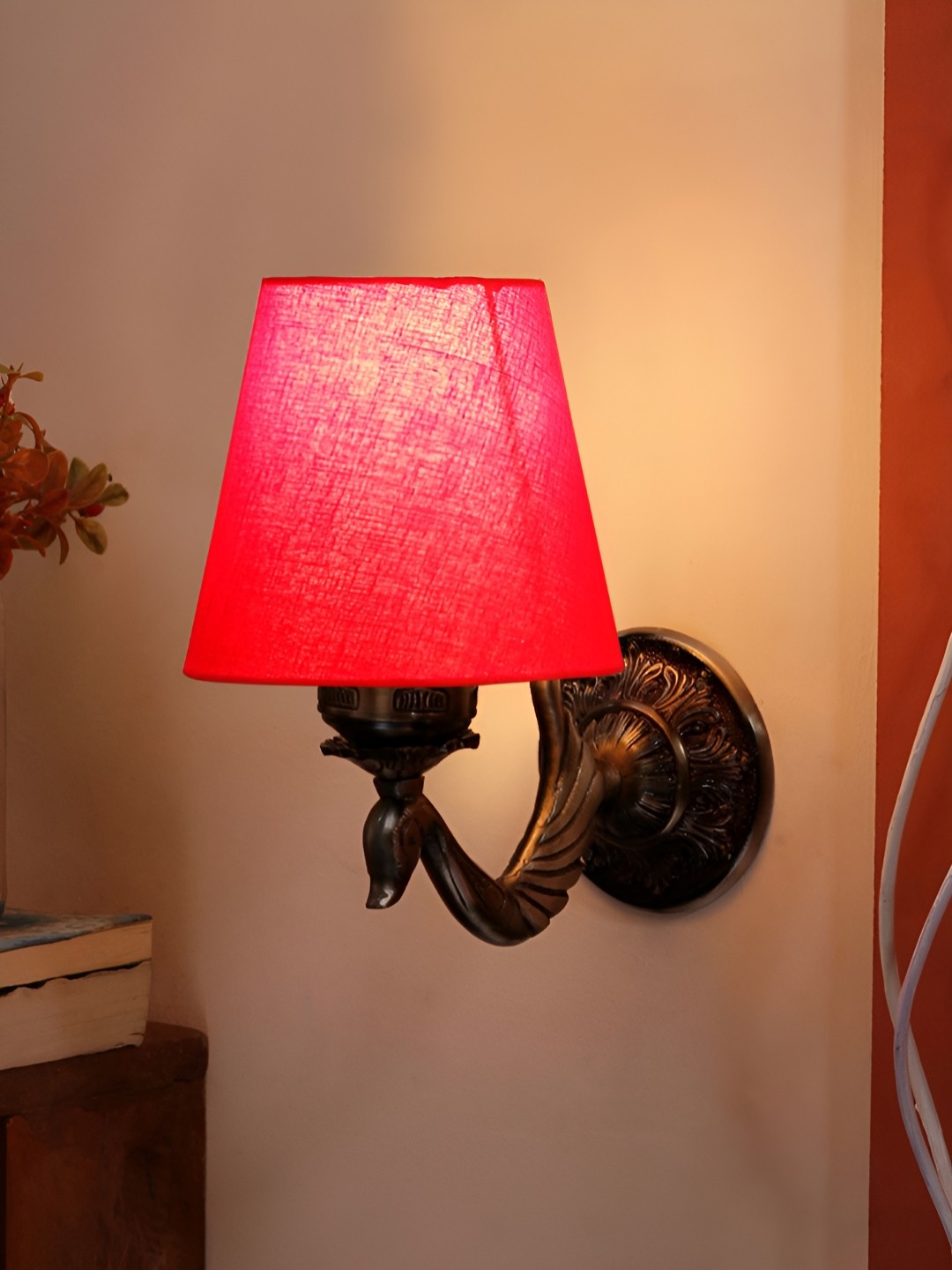 

Aura Red & Black Metal Traditional Abstract Shaped Shaped Wall Lamp