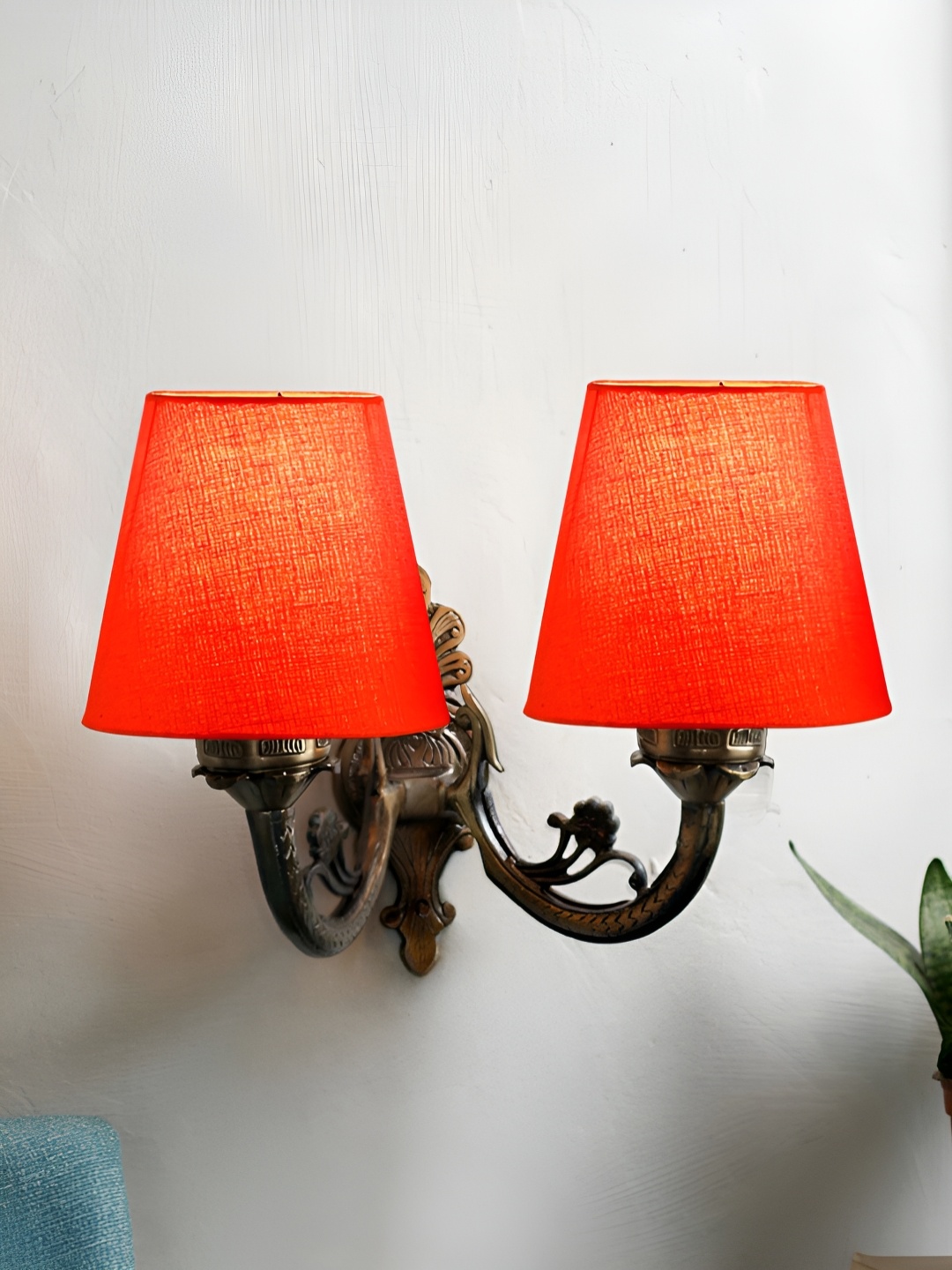 

Aura Orange & Black Metal Traditional Frustum Shaped Wall Lamp