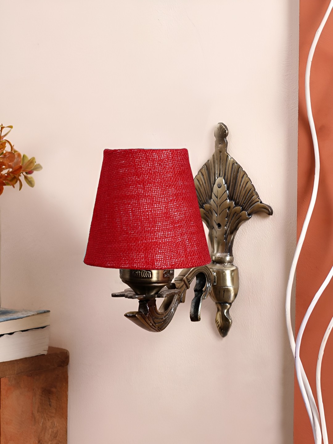 

Aura Maroon & Gold Toned Metal Frustum Shaped Wall Lamp