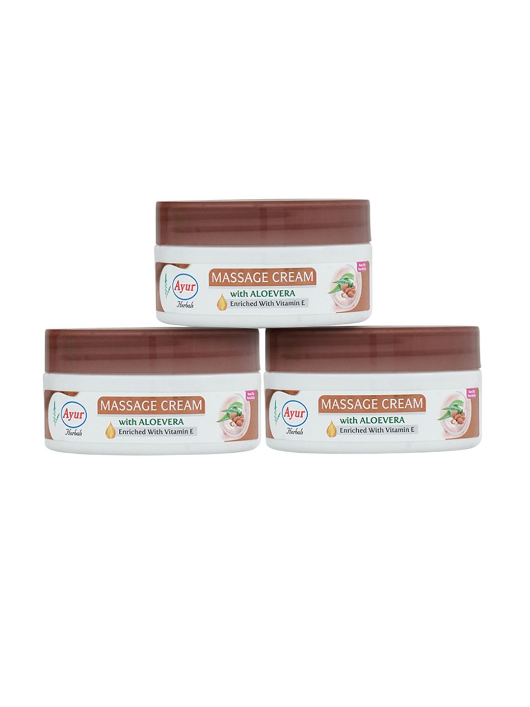 

AYUR HERBALS Set Of 3 Massage Cream With Aloevera & Almond Oil - 100 ml Each, White