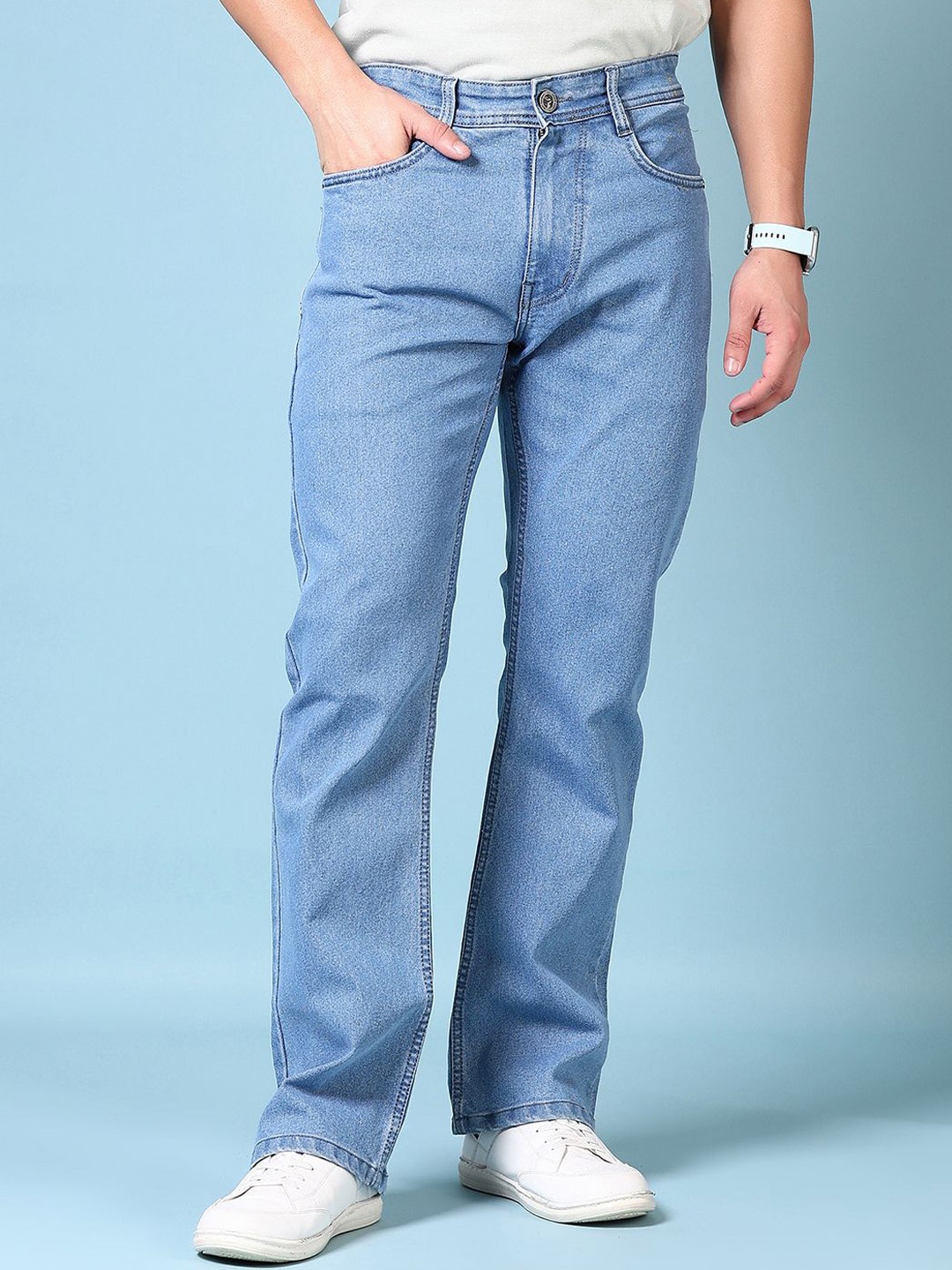 

V-Mart Men Light Fade Stretchable Mid-Rise Denim Jeans, Blue
