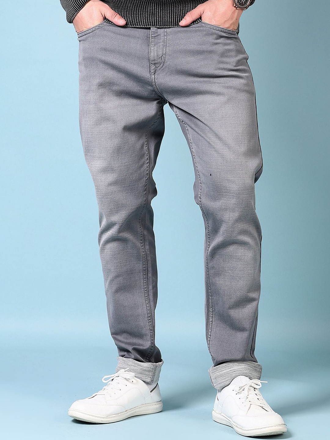 

V-Mart Men Slim Fit Light Fade Jeans, Grey